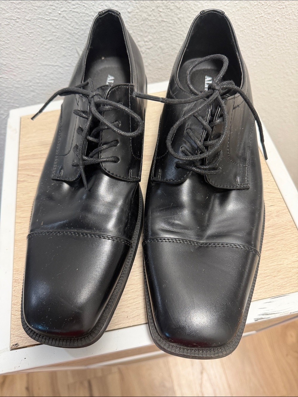 Alfani Men's Black Leather Lace-Up Oxfords